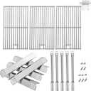 Replacement Kit for Kitchen Aid 720-0893 720-0893A 720-0893D 720-0893G, 7MM Stainless Steel Cooking Grates, Burners and Heat Plates for Kitchenaid Grill Replacement Parts 5-Burner Gas Grill