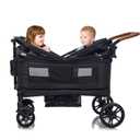 Double Wagon Stroller for Kids&Toddler, Push Pull Lightweight Foldable Travel Umbrella Twins Stroller with 5-Point Harness, Adjustable Handle Bar and Canopy, Foot Wells, Tray Table, Cup Holde