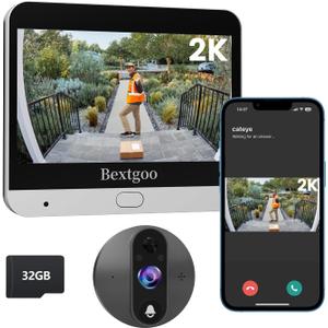2K Video Peephole Doorbell Camera with 32GB Memory Card, Door Viewer with 4.3" Color Monitor, 8000mAh Battery, 170 Wide View, Motion Detection Alerts, Night Vision