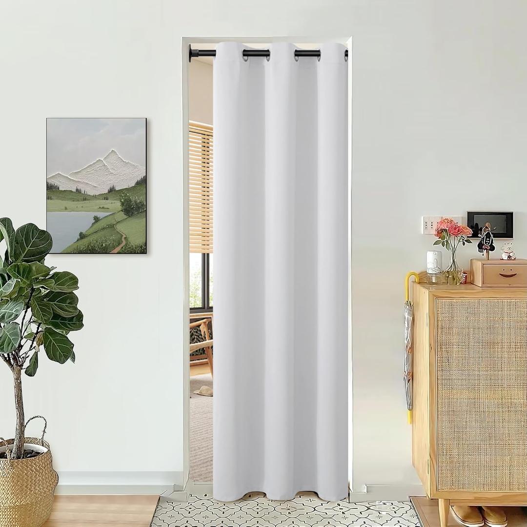 BGment Greyish White Door Curtain 78 Inch Length for Doorway, Bedroom Closet Curtain, Privacy Thermal Insulated Blackout Grommet Room Divider for Room Separation, 1 Panel, 40 Inch Wide