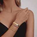 Gold Bracelets for Women 18k Gold Plated Bracelet Stack Bangle Cuff Bracelet Set for Women Non Tarnish Beaded/Paperclip/Cuban Link Chain Bracelets Jewelry for Women Trendy