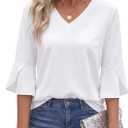 VICHYIE Summer Tops Women Short Sleeve Shirts Beach Vacation Outfits Plus Size Tshirts Casual Loose Clothes (White, S)