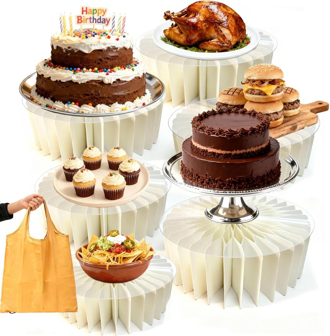 6 Pack Buffet Risers,Cupcake Stand Food Risers Display Stands,Foldable Cake Display Stands for Dessert Table, Display Party ,Cakes and Pastries