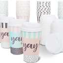 BLUE PANDA 48 Pack Disposable 16oz Coffee Cups with Lids - YAY Party Supplies - Paper To Go Cup for Themed Birthday Party, Wedding, Baby Shower