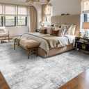Washable 10x14 Rug Abstract: Washable Large Area Rugs for Living Room Grey