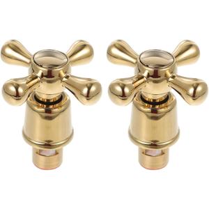 Uonlytech Gold Knobs 2pcs Faucet Knob Shower Faucet Handle Cross Faucet Tap Kitchen Faucet Handle Tap Head Replacement Goldendoodle Accessories Hot Cold Faucet Handles Brass Hot and Knobs (6.2X2.7cmx2pcs)