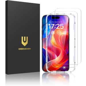UNBREAKcable 2-Pack Screen Protector for iPhone 16 Pro, Double Shatterproof Tempered Glass [Easy Installation Frame] [9H Hardness] [99.99% HD Clear] [Case Friendly] for Apple iPhone 16 Pro 6.3 inch