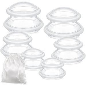TrelaCo 6 Pcs Cupping Kit for Massage Therapy 3 Sizes Silicone Cupping Set Chinese Massage Therapy for Studio Household Cellulite Joint Pain Muscle Pain(Clear)