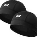 SUNMECI 2 Pcs Cooling Breathable Mesh Skull Cap for Men Women Lightweight Quick Dry Cycling Moto Helmet Hard Hat Liner (Black)