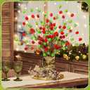 Janinka 8 Pcs Christmas Picks Pom Poms Red Green Christmas Decorations 16 Inches Xmas Tree Topper Lime Green Decor for Tree Vase Fillers DIY Crafts Displays Home New Year