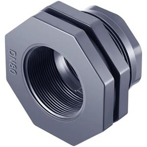 Maasechs 1 Pcs 3 Inch PVC Bulkhead Fitting Water Tank Connector Plumbing Bulkhead Pipe Fitting NPT for Rain Barrels, Aquariums, Tubs, Pools