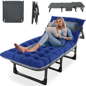 Heavy Duty Camping Cot for Adults with Mattress, 10-Leg Portable Folding Cot Bed, Extra Stable Sleeping Cot for Camping, Travel, Tent & Indoor Guest Use, 500 lbs Capacity