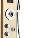 Bath Shower Panel Golden Waterfall Rain Shower Column Faucet Digital Temperature Screen Shower System Mixer Tub Spout-A,C-D
