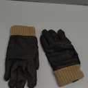 Men's Winter Gloves Ripple Touch Screen Wool Knit Lining Leather Driving Gloves (Large, Black)