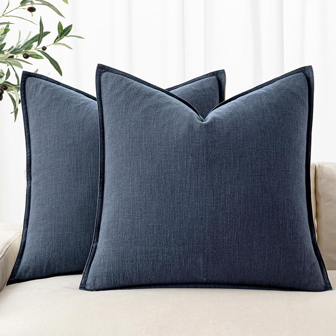 MIULEE Decorative Pillow Covers 20x20 Inch Indigo Blue ​Boho Farmhouse Neutral Couch Throw Pillows for Bed Pack of 2 Accent Coastal Modern Pillowcase Summer Sofa Livingroom Home Decor