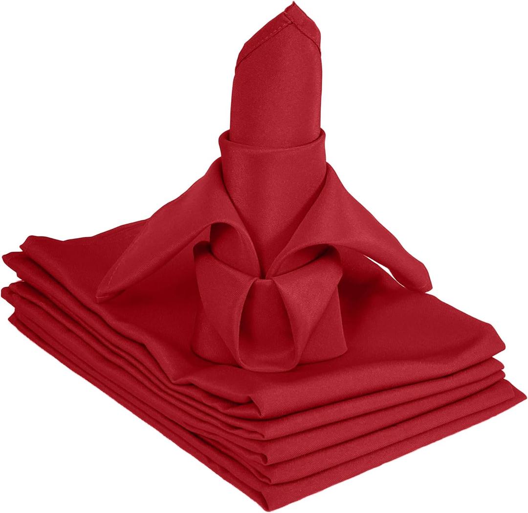 TableLinensforLess 20x20 Inch Hemmed SimplyPoly XL Cloth Napkins Set of 6 (Cherry Red)