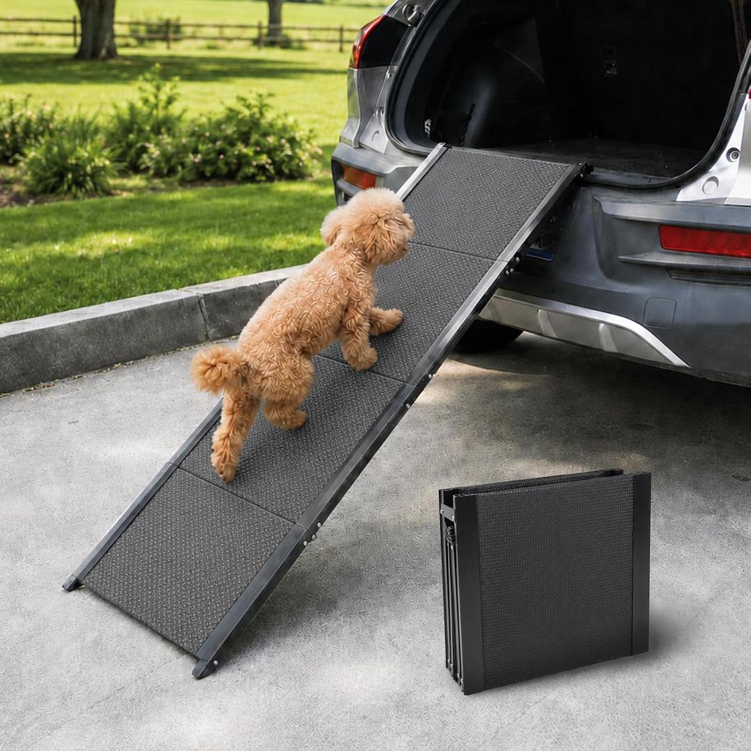 Dog Stairs,62.9" L x 17.3" W Dog Ramp for Small to Large Dogs,Portable Folding Pet Stairs/Steps with Handle,Lightweight Non-Slip Pet Ramp for Car,SUV,Truck,Bed & Couch,Up to 150LBS