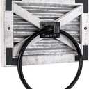 Autumn Alley Farmhouse White Hand Towel Holder Ring with Bracket - Rustic Hand Towel Holder - Towel Rings for Bathroom Wall Mounted Decor Mix of Wood, Galvanized Metal & Black Rings, White