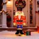 Hausse Lighted Christmas Outdoor Decor, 37.5" Height Pre-Lit 3D Tinsel Xmas Nutcracker Soldier Figure, Light Up Xmas Yard Displays, Plug in for Holiday Party New Year Winter Patio Lawn Garden