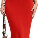 SOLY HUX Women's Bodycon Maxi Dress Halter Neck Sleeveless Backless Twist Party Club Going Out Long Dresses (Red, M)