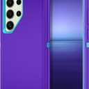I-HONVA for Samsung Galaxy S24 Ultra Case Shockproof Dust/Drop Proof 3-Layer Full Body Protection [Without Screen Protector] Rugged Heavy Duty Case for Galaxy S24 Ultra 6.8",Purple/Green