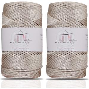 Makromecity, 2 Skeins of Polyester Macrame Cord 2mm x 250 Yards (750 feet) 2mm Polypropylene Macrame Cord for Macrame Art & Crafts for Wall Hangings, Bags, Underplate, Rug, (Latte)
