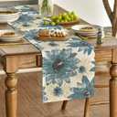 Artoid Mode Blue Retro Daisy Spring Table Runner, Seasonal Vintage Kitchen Dining Table Decoration for Home Party Decor 13x120 Inch