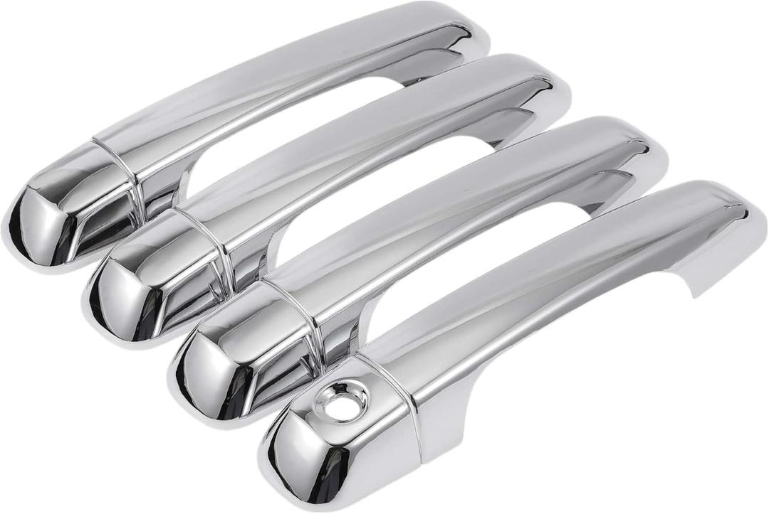 4 x 4pcs Exterior Door Handle Cover Car Door Handle Protector for Toyota 4Runner 2010-2019 Car Door Handle Protector without Keypad ABS Chrome Silver Tone