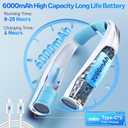 Hands-Free Portable Neck Fan - 6000mAh High Capacity Battery, USB Dual Port Fast Charging, Ultra-Quiet 6 Speeds Cooling Air, 360 Airflow for Outdoor, Indoor, Office, Travel - Blue