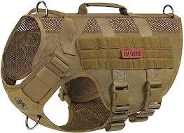 OneTigris No Pull Tactical Dog Harness , Aire Mesh Dog Vest Harness, Breathable Military Molle Vests with Handles, Service Dog Vest for Walking Hiking Training (XL, Brown)