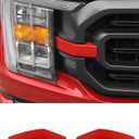 Savadicar 2-Piece Red Grille Side Trim Cover for 2021-Present Ford F150, Grille Extensions Overlay Accent, Exterior Styling Upgrade Accessories
