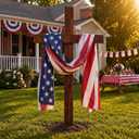 6ft Extra Large Patriotic Wood Cross with America Flag Ribbons Patriotic Decorations 4th of July Standing Cross Christian Yard Porch Sign Decor for 250th Anniversary Memorial Day Indoor Outdoor Decor
