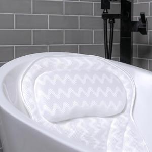 Bath Pillow Bathtub Pillow Back Neck Support Pillow, Spa Cushion for Tub, Relaxing Headrest Bath Pillow, Portable Washable Bathtub Accessories with 3D Air Mesh Thick Soft Bath Pillow (Deluxe)