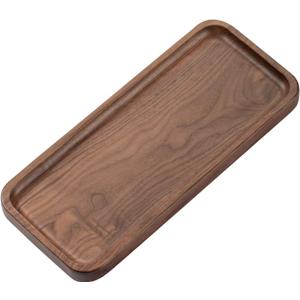Muso Walnut Serving Tray - Solid Wood Small Rectangle Platter for Bathroom, Dinner, Tea, Coffee (11.8 x 5 in)
