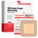 Silicone Foam Dressing with Adhesive Border  Wound Dressing Bandage  Silicone Foam Pad  Pack of 10  3 x 3 Inches Large Waterproof Bandages  Self Adhesive Wound Care and Dressings (3" x 3", 10 Pack)