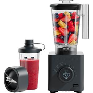 Chefman Obliterator 48 oz Countertop Blender for Smoothies, 1380W Motor to Crush Ice, Nuts, and Frozen Fruit with Stainless Steel Blade, Auto Blend Function, Includes 20 oz Travel Jar