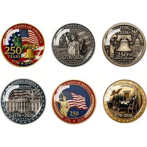 6Pcs 1.4 Happy 250th Birthday America Refrigerator Magnets, 1776 2026 Anniversary Crystal Glass Magnetic Refrigerator Stickers, Patriots Day Independence Day Home Office Classroom Decorative Stickers