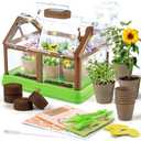 DUYOYU Kids Plant Growing Kit - Kids Greenhouse & Flower Growing Kit with Upgraded Irrigation & Grow Light – Perfect Gardening for Kids（Solar Energy）