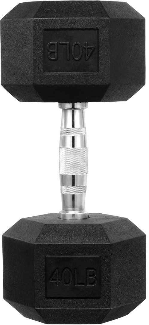 HulkFit Rubber Coated Hex Dumbbells, Anti-Roll Hand Weights, Non-Slip Ergonomic Handle Low Odor for Home Gym (Pack of 1)