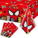 3pcs Hero Birthday Tablecloth,Plastic Disposable Spiderweb Table Cover for Spiderweb Birthday Party Decorations,54 * 108 Inches.