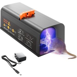 Electric Mouse Traps - Indoor Rats Trap Killer - Reusable Eliminate Rodent Zapper - Rechargeable Mice Trap Catcher for Home with Powerful Voltage Instantly Kills Rodent in Room,Kitchen,Garage (Black)