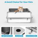 Extra Large Stainless Steel Cat Litter Box, 27.5" L x 19.7" W x 12" H XXXL Semi Enclosed Removable Metal Litter Tray with High Sided Enclosure, Scoop, Anti-Leakage, Non-Sticky, Easy Cleaning