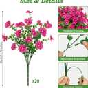 Roberly 20 Bundles Artificial Flowers for Outdoors, Fake Silk Flowers with Plastic Eucalyptus Greenery Stems Realistic Faux Plants for Spring Summer Porch Patio Yard Garden Vase Home Decor, Fuchsia