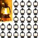 Ferraycle 24 Pcs Mini Lantern Decor 4 Inch Western Lantern Table Centerpiece Small Vintage Camping Hanging Lamp Ornaments Bulk for Cowboy Cowgirl Wedding Halloween Christmas (4 Inch,Black)