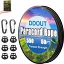 DDOUT Paracord Rope, Paracord Kit with Keychain Carabiner Clips and Cord Locks, 50FT Nylon Rope and Accessories for Making Keychain Lanyard, Craft Projects DIY, Camping, Hiking and Outdoor