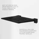 Seachrome 18 inch Silhouette Slimline Folding Wall Mount Shower Bench Seat, Matte Black Seat with Matte Black Frame