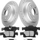 Rear Brake Pads and Rotors Kit Compatible with 2011-2020 Jeep Grand Cherokee, 2011-2020 Dodge Durango|Rear Brake Rotors and Pads Kit; Anti-Rust Geomet Coated| 53061 & D1498-8698 | 329.9mm(13in)