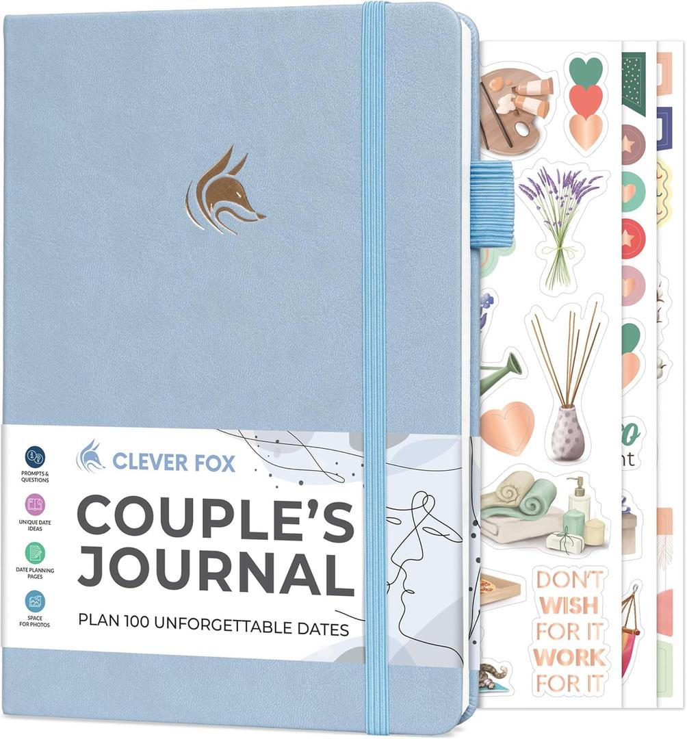 Clever Fox Couples Journal  Couples Date Night, Activity & Journaling Workbook  Relationship Book to Plan Dates & Fill Out Together  Engagement Gift Ideas  A5 Size (Periwinkle)