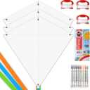 DIY Kites for Kids Kite Making Kit Bulk, Decorating Coloring Kites Party Pack,White Diamond Kite Kits (3 Pack)