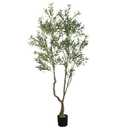Aurlan 7.55ft Artificial Olive Tree, Faux Olive Tree with Lifelike Fruits, 90.55in Fake Olive Tree with Sturdy Plastic Pot, Artificial Plants for Office Home Living Room Indoor Outdoor Decor